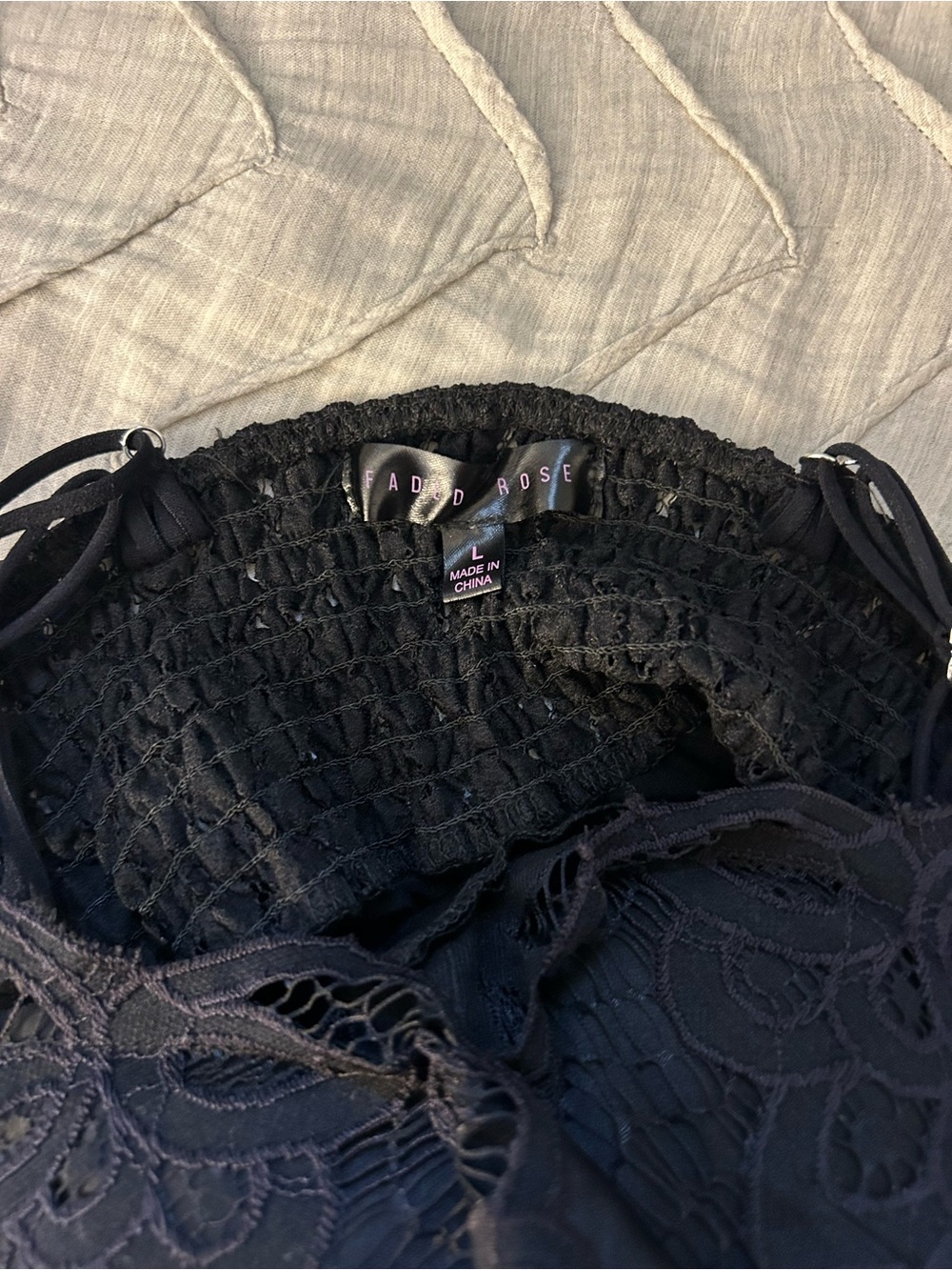 Black Lace Trim Women's Bodysuit - Picture 3 of 3